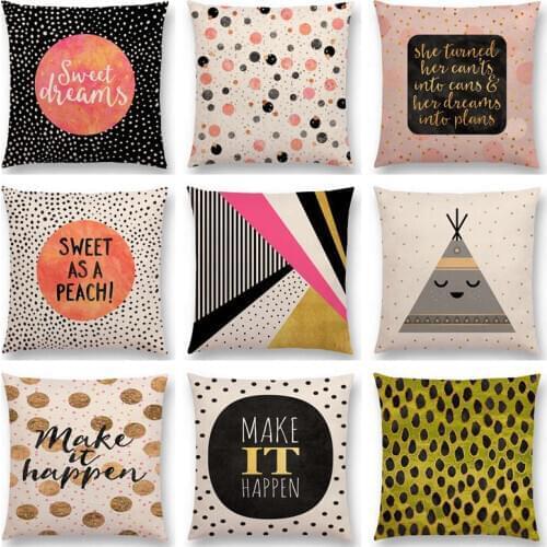 Happy Your Love Warm Words Powerful Letters Abstract Dots Colorful Spots Stripe Cushion Cover Home Decor Sofa Throw Pillow Case