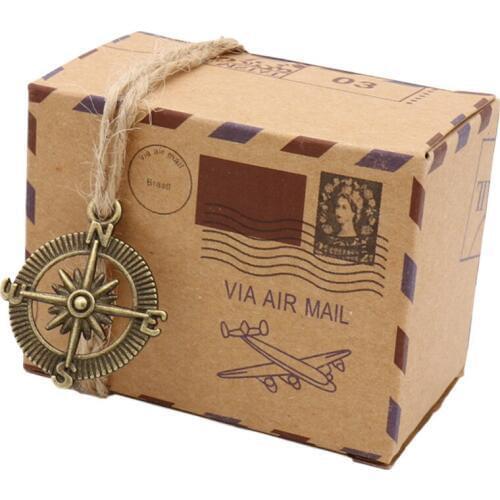 Newest Stamp Design Wedding Favors and Gifts Box Party Supplies Candy Box Chocolate Packaging Kraft Craft Gift Packaging Box