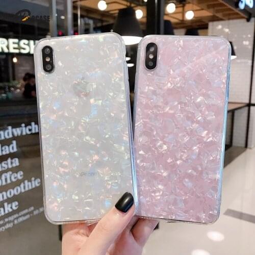 Shell pearl Case For iphone 12 6 7 8 Plus 11 Pro X XS Max XR SE 2nd Glitter Bling Epoxy Sparkle Crystal Soft TPU Glossy Cover