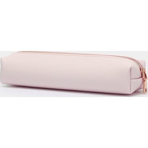 Pencil bag men and women simple leather Korean student zipper pu leather stationery stationery bag