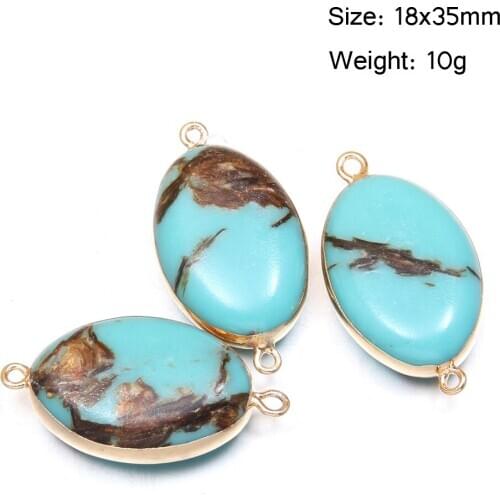 Natural Emperor Stone Pendants Double Hole Connector Charms for Handmade Jewelry Making DIY Necklace Bracelet Size 18x35mm