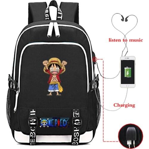 Mochila Rucksack Roronoa Bag Anime ONE PIECE Backpacks Monkey D.Luffy Schoolbag Travel USB Charing Schoolbags Teenager Girls