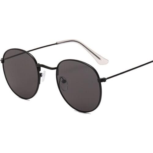 Classic Vintage Round Sunglasses Women/Men Alloy Small Frame Brand Design Sunglasses Female Black Pink Mirror Oculos De Sol