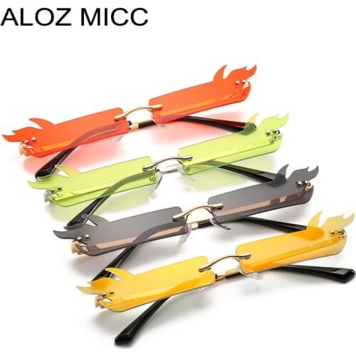 Fashion Rimless Sunglasses Women Men Rectangle Frameless Trend Sun Glasses Female Small Mirror Shades UV400 C40