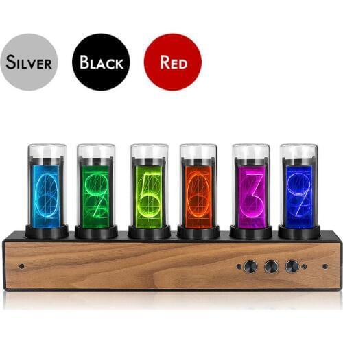 Nobsound Modern Digital Gixie Clock 6-digit Full Color LED Creative Clock Inspired by Retro Nixie Tube Clock Home Decor