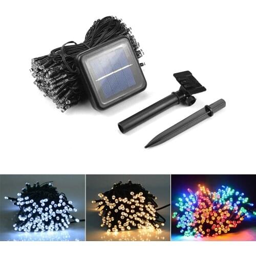 Solar Panel Charge LED String Outdoor Waterproof RGB Holiday light Night Sensor Garden Patio Lawn Yard Christmas Decoration lamp