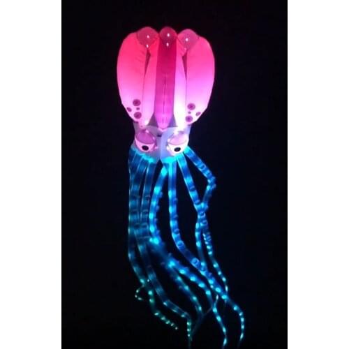 18m Luminous octopus soft kite giant fly floatant Koi carp popit giant flying toys ripstop kite fish kite adult light led night