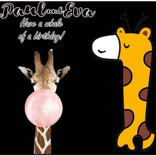Blowing Bubbles Giraffe Clothing Stickers Iron On Patches Diy Heat Transfers Patch For Clothes Boy Girl T-shirt Appliques Decor
