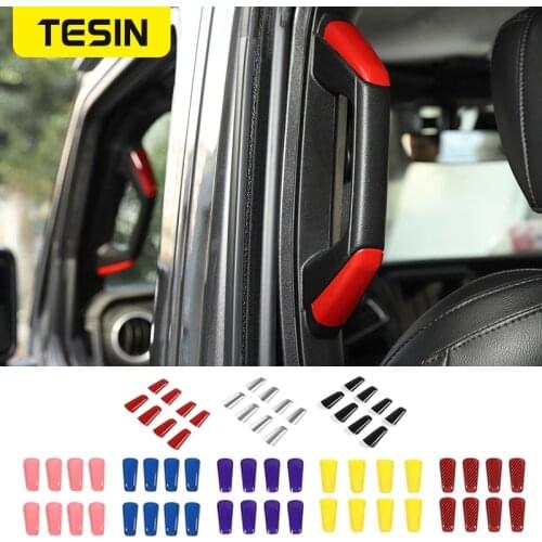 TESIN Car A/B-Pillar Handle Decoration Cover Sticker for Jeep Wrangler JL 2018+ Interior Accessories for Jeep Gladiator 2018