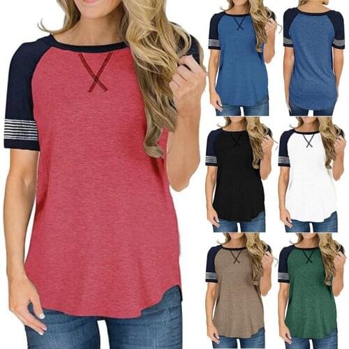 Raglan Sleeve Top Women Short Sleeve T-shirt 2020 New Solid Tops Tee Casual Female T Shirt O-neck Streetwear Lady Top tshirt