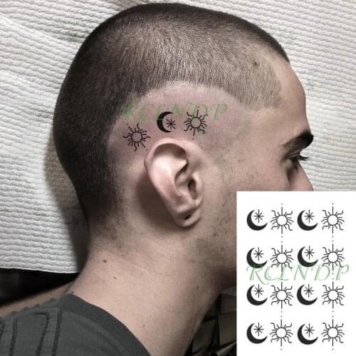 Waterproof Temporary Tattoo Sticker Minimalist Small Sun Moon Tattoo In Hand Neck Head Body Art Fake Tattoo for Men Women Kids