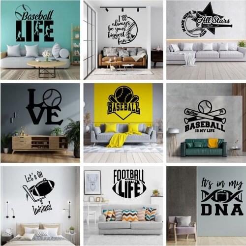 Funny baseball Removable Art Vinyl Wall Stickers For Kids Rooms Decoration Waterproof Wall Art Decal