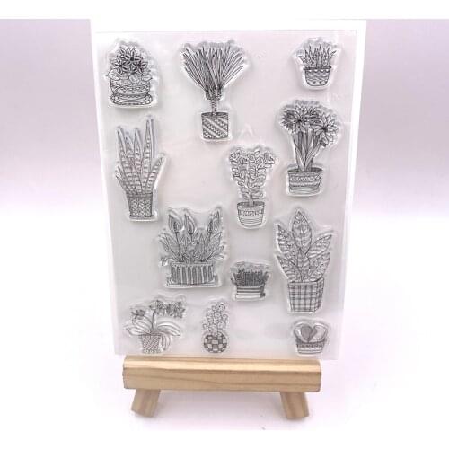 ZFPARTY Family potted plants Clear Stamps Scrapbook Paper Craft Clear stamp scrapbooking