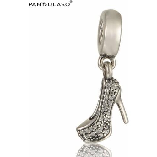 Woman DIY Beads Sparking High heels Charms Fits Snake Chain Bracelets Sterling Silver Jewelry Beads For Jewelry Making