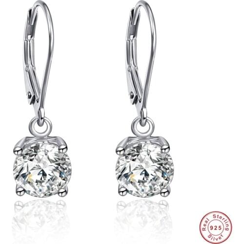 925 Silver Earrings Wedding 6.0mm1.4ct Round Zircon Diamond Earrings Stud Earring for Women Wedding Jewelry