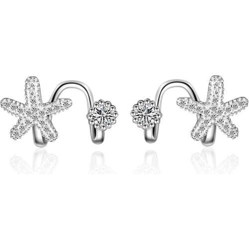 Wholesale Fashion Jewelry New Design Star Shiny Zircon 925 Sterling Silver Ladies`Clip Earrings Jewelry Gift Drop Shipping