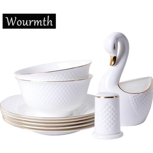 1Pcs Bone China Dish and plates Dinnerware Soup Plate Rice Bowl Ashtray FreeCombination Ceramic Tableware Health and Safety