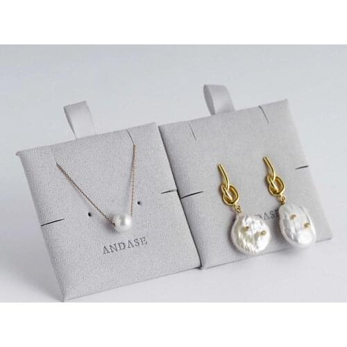 50pcs Custom Logo Microfiber Jewelry Insert Cards, Jewelry Display Packaging, Earring Necklack Slots Soft Suede Display Pads