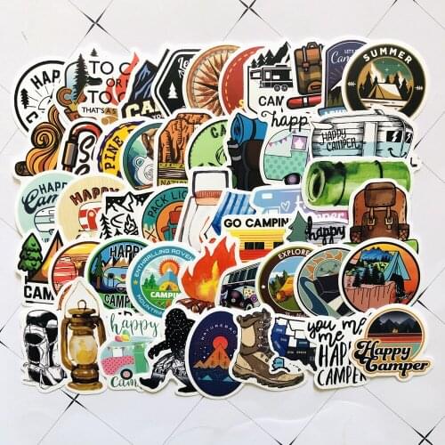 50Pcs Outdoor Camping Stickers Luggage Skateboard Suitcase Laptop Guitar Waterproof Graffiti Sticker Kids Toy Gift