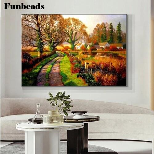 5D Diamond Painting Countryside Idyllic Scenery Full Square Round Rhinestone Embroidery Handmade Cross Stitch Home Decor FF3821