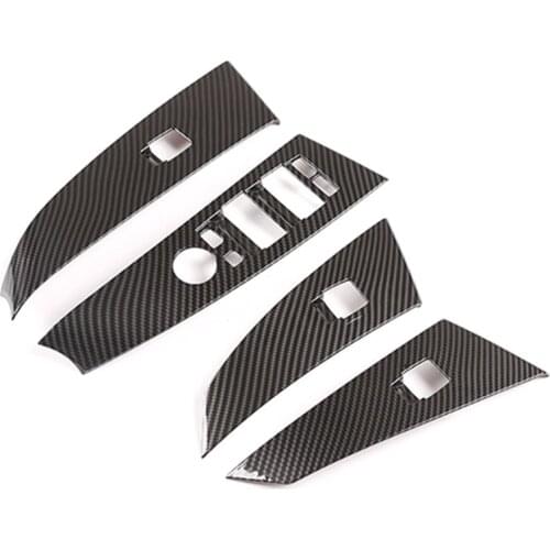 Car Window Lifter Switch Button Frame Cover Trim ABS Carbon Fiber for 5 Series E60 525Li 2004-2006