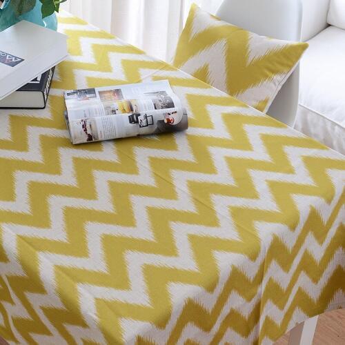 Brand high quality europe home outdoor wedding tablecloth woven cotton linen geometric printed kitchen table cloth chair covers