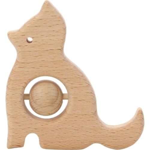 066B Baby Finger Training Wooden Rattle Kids Behavior Correction Wooden Toys with Bell Inside Accompany Toys