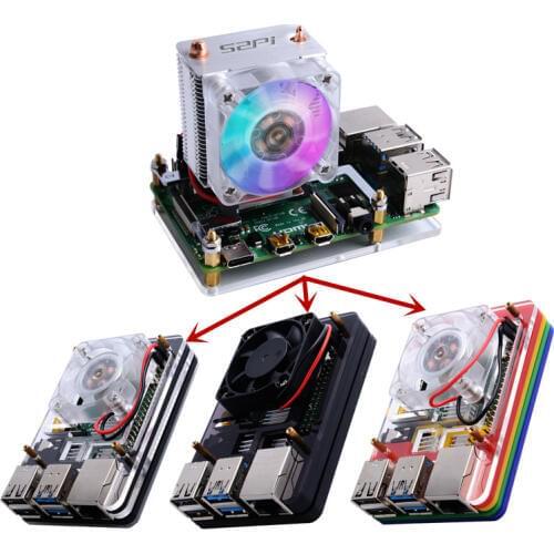 Elecrow 52Pi ICE-Tower Raspberry Pi Cooling Fan 40x40x10 Heat Dissipation LED Light 5-Layer Case for Raspberry Pi 4B / 3B / 3B