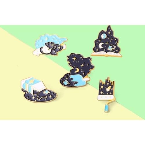 Starry Sky Enamel Pins Pigment Book Jewelry Brooches Badge Accessories on Backpack Cap Gift for People Who Love Universe Scenery
