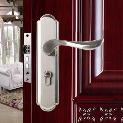 European Lock Have Hold Hand Lock Stainless Steel Panel Hand Hardware Double Tongue Indoor Lock Polishing Technology