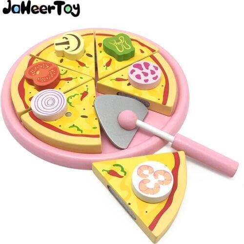 JaheerToy Play House Parent-child Interaction Wooden Toys for Children Educational Pizza Toy Kitchen Pretend Play Fruit
