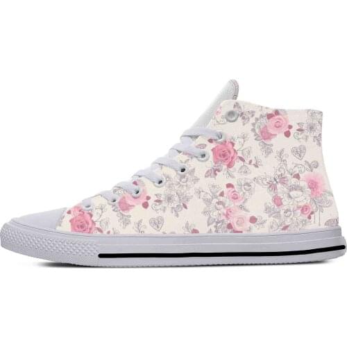 Flower Floral Pattern Aesthetic Fashion Popular Casual Cloth Shoes High Top Lightweight Breathable 3D Print Men Women Sneakers