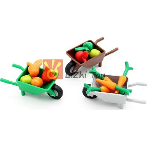 MOC Blocks Utensil Wheelbarrow Frame City Tools DIY Enlighten Block Bricks Compatible All Brands Particles Toy Accessories
