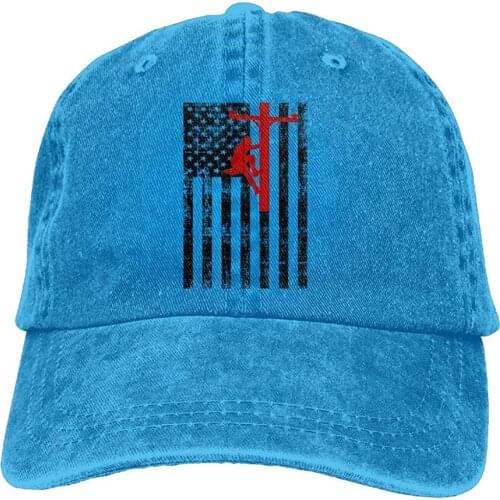 Lineman USA Flag Cowboy Hat Adjustable Baseball Cap Sun hat Peaked Cap
