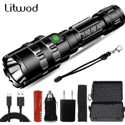 Litwod Z40 USB Rechargeable Led Flashlight XM-L2 U3 5000Lm Zoom Aluminum Remote Switch Led Tactical Flashlight For Hunting