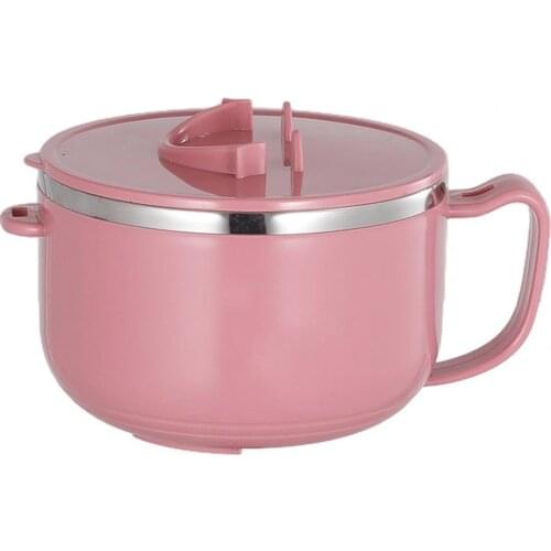 Noodle Bowl Durable Large Capacity Stainless Steel Lightweight Salad Bowl with Handle for Home Tableware