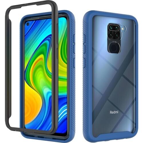 Fashion Armor Shockproof 360 Heavy Phone Case For Xiaomi Redmi Note 9S 9 Pro Max 2 in 1 Anti Fall Silicone Transparent PC Cover