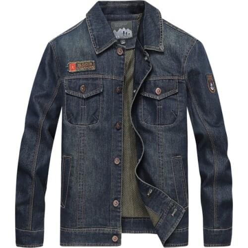 Autumn denim jacket for men loose Safari style jacket denim jacket plus size handsome tide brand streets plus size clothes