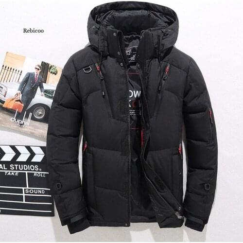 Mens White Cotton Jacket Warm Hooded Thick Puffer Jacket Coat Male Casual High Quality Overcoat Thermal Winter Parka Men