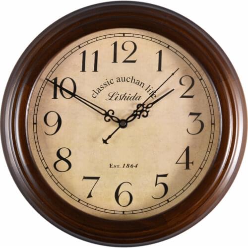 Retro Solid Wood Wall Clock Modern Design Silent Clocks Wall Home Decor Living Room Creative Chinese American Wall Watch Gift