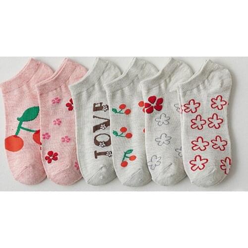 6 Pair Embroidery Flower Cute Women Socks Pack Summer Short Breathable Japanese Style Fashion Kawaii Sokken Chaussette Femme