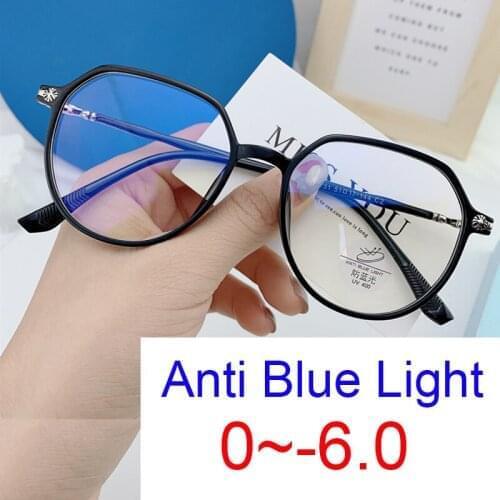 New Premium Vintage Round Myopia Glasses Women Luxury Brand Transparent Computer Gaming Glasses Vision Correction -1.5 -2.0 -6.0