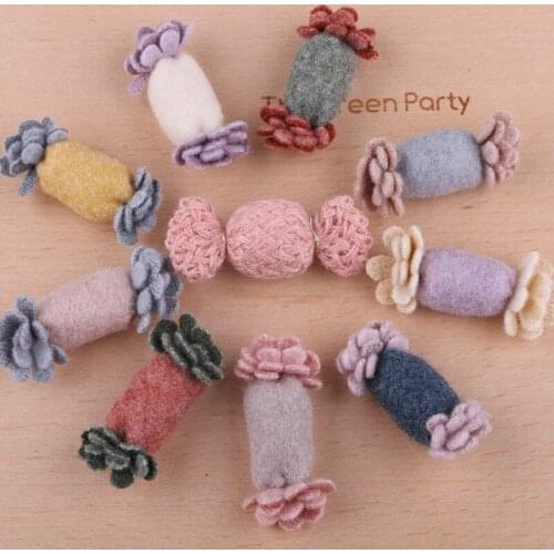 New Arrival 40pcs/Lot Handmade Non Woven Fabric 3D Floral Candy Button Stickers Crochet DIY Hair jewelry Ornament Accessories