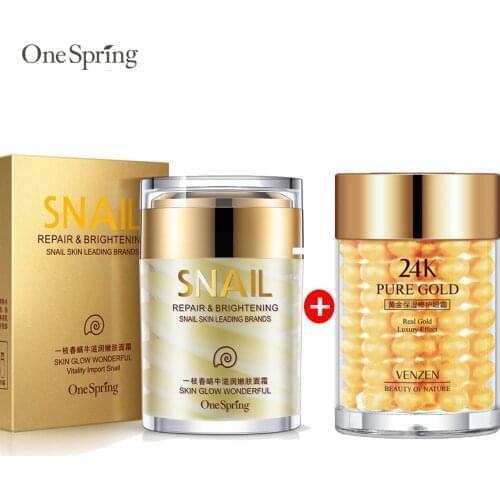 OneSping Snail Face Cream 24K Gold Eye Cream Moisturizing Anti Puffiness Anti Wrinkle Remove Dark Circle Anti Aging Repair Care