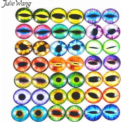 Julie Wang Multi Color Optional Cat Dragon Evil Eye Clear Transparent Time Gem Cover Cameo Cabochon DIY Finding Round 6-30mm