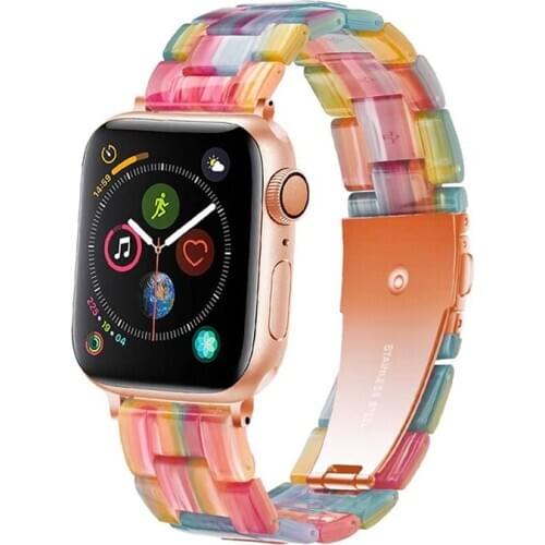 NEW colors Resin strap for Apple watch band 44 mm 40mm iwatch 42mm 38mm metal buckle bracelet for iwatch series 5/4/3/2/1