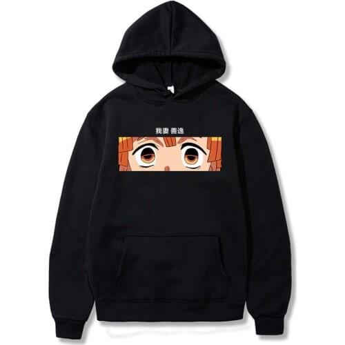 Novel Man Women Anime Hoodie Mange Demon Slayer Kisatsutai Zenitsu Thunder Breathing Cute Eyes Hoodies Dropship Sweatshirt