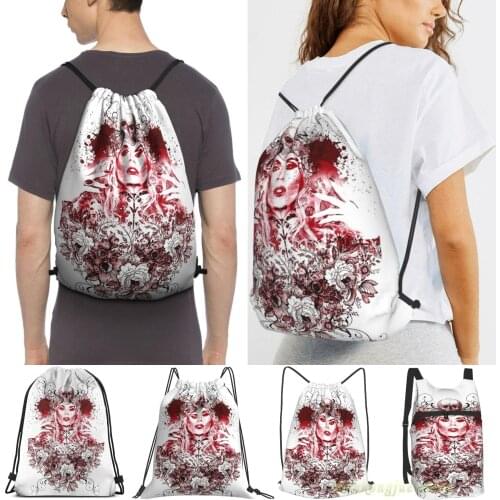 Rupaul Katya Zamolodchikova Gothic Russian Print Men Outdoor Travel Gym Bag Waterproof Drawstring Backpack Women Fitness Bags