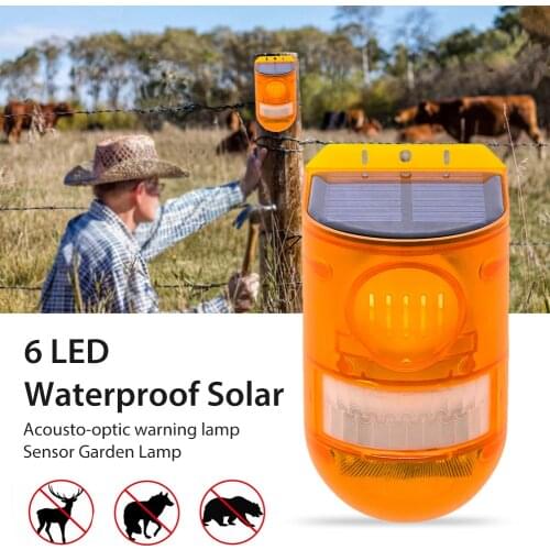 Solar Warning Light Alarm Waterproof Motion Sensor 110dB Sound Alert LED Flash Warning Defense Alarm Warning Lamp Park Garden