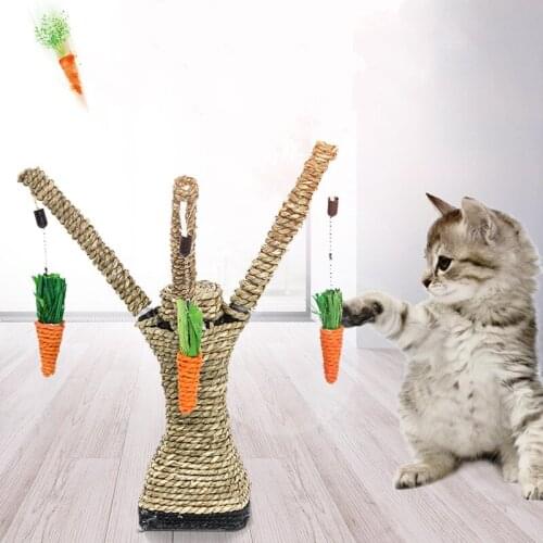 Pet Products Cat Toys Sisal Cat Grabbing Board Tree Branch Grass Rope Grabbing Pole Cat Diving Platform